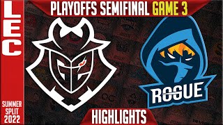 G2 vs RGE Highlights Game 3 | Playoffs Semifinal LEC Summer 2022 | G2 Esports vs Rogue G3