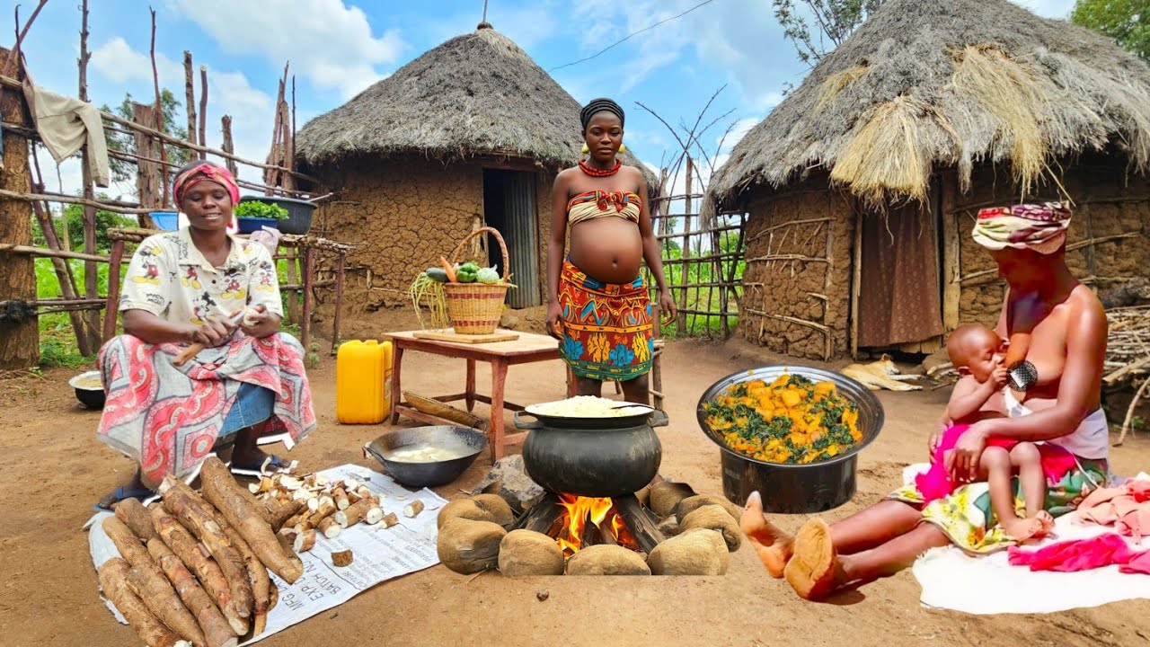 A Perfect & Delicious African Village Breakfast Recipes With Our Hardworking Couples|Giant Cassavas 
