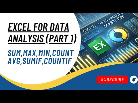 Excel for Data Analysis Part 1: Learn SUM, MAX, MIN, COUNT, AVERAGE, SUMIF, and COUNTIF Functions