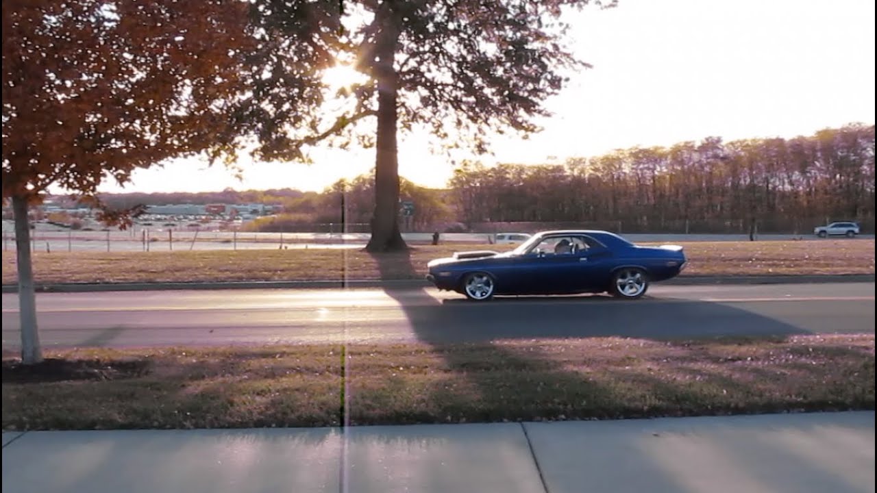 Slow Motion Timelapse Of A 1971 Dark Blue Dodge Challenger...