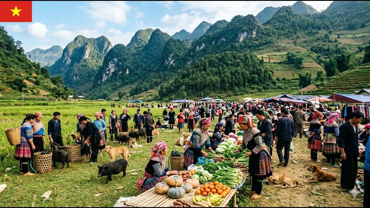 The Ta Thang market in Northwest Vietnam, inhabited by the H'mong people, remains unspoiled.