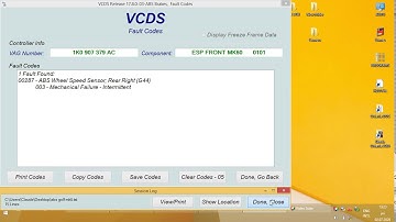 VCDS (Vag-Com) VW Golf Mk5 - ABS/ESP Fault Codes & Save Log