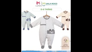 Bộ body cho bé sơ sinh Ualarogo 0-6 tháng cotton nỉ liền thân cúc giữa gọn gàng mềm nhẹ UR3913