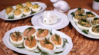 Rewelacyjne jaja faszerowane na trzy sposoby: z szynką, pieczarkami i sardynkami
