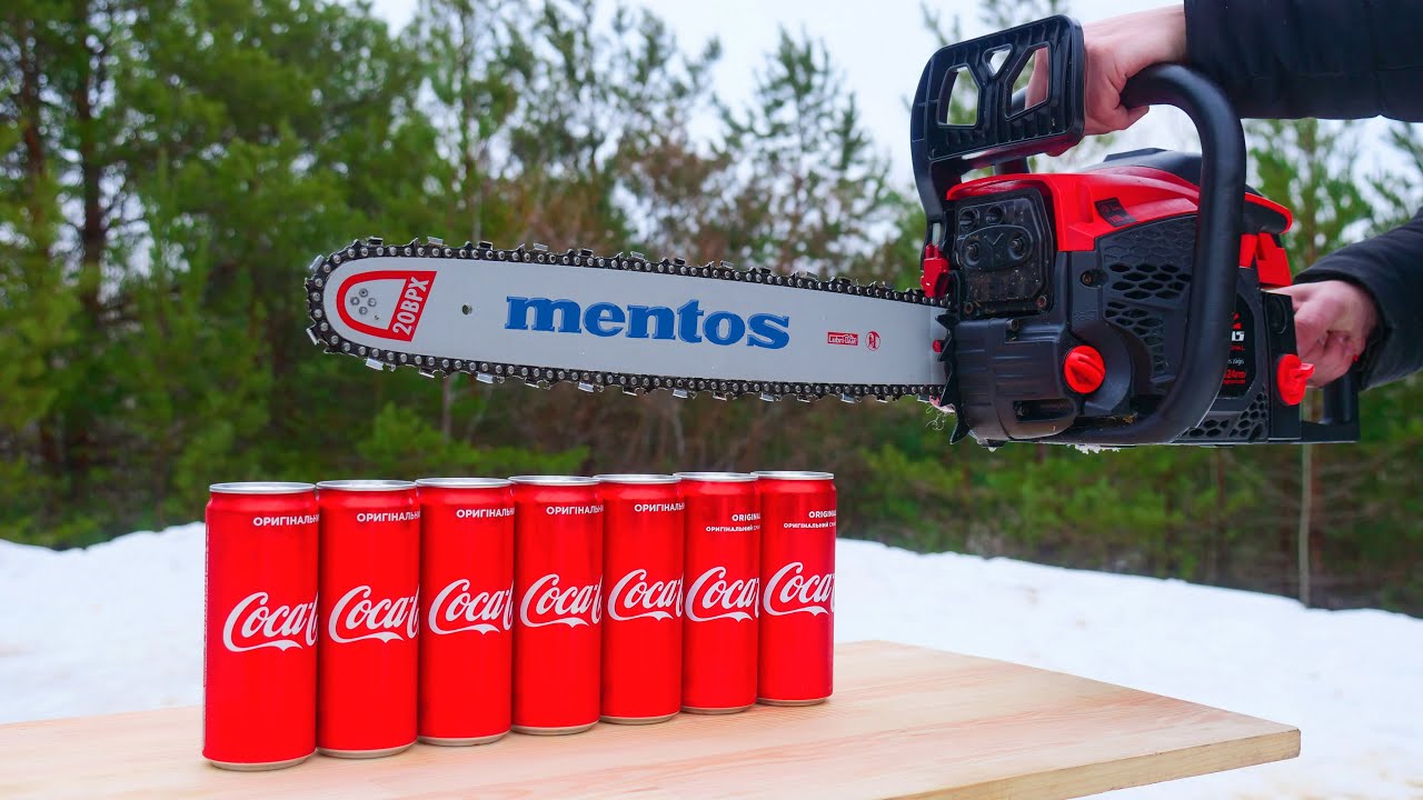 Experiment: Chainsaw vs Coca Cola - YouTube