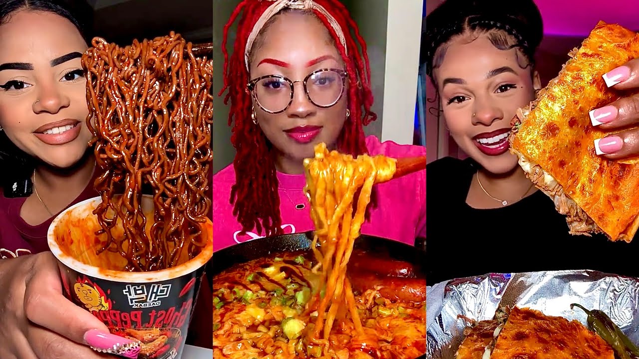 🥓TIKTOK MUKBANG COMPILATION + MY HONEST REVIEW👀 || Buldak, Beautiful Dessert, Chili’s, Cane’s & More