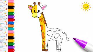 Cute Giraffe 🦒 Coloring for Kids & Toddlers | Relaxing Coloring Video