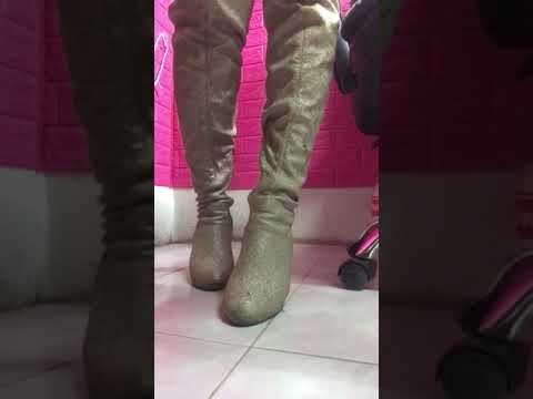 POV, ASMR, request golden glitter boots, high heels, subscribe, thumbs up please
