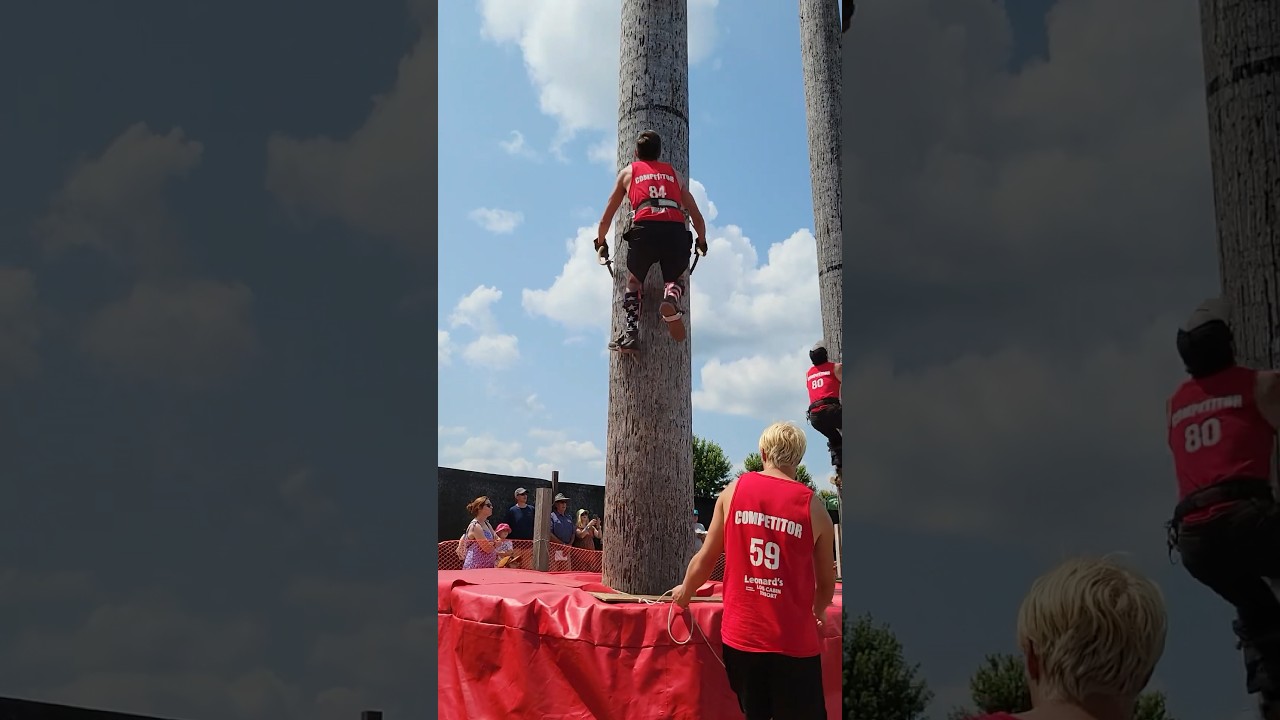 60 foot speed climb qualifier at the 2023 Lumberjack World Championships