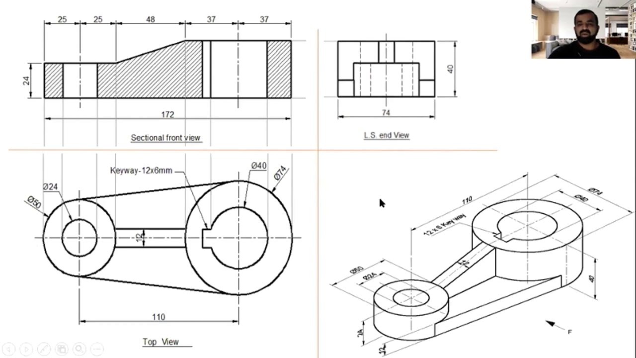 ENGINEERING DRAWING III---Full Sectional View 2 - CLASS-- 11 - YouTube