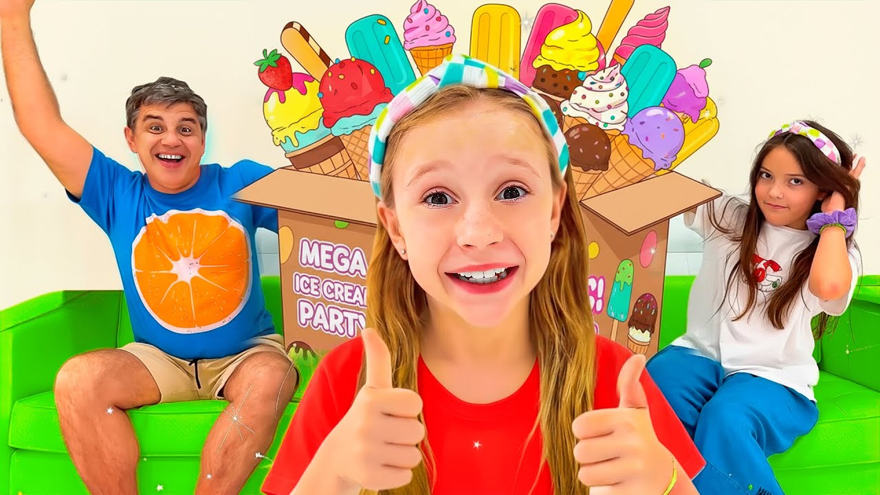 Nastya and her dad playing with a candy and fruit dispenser - YouTube