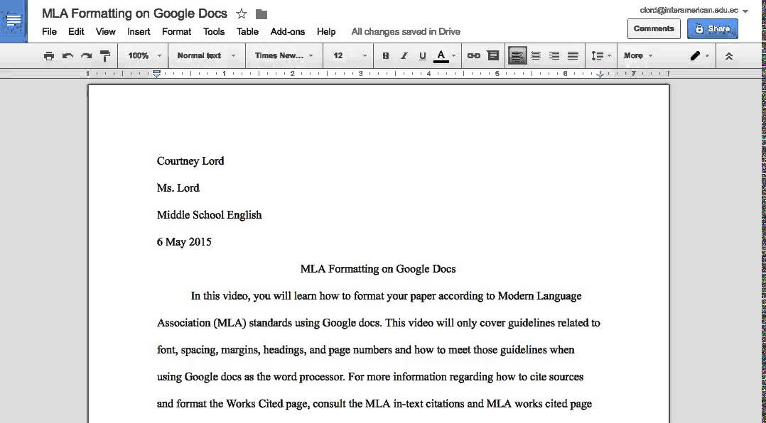 how to put essay in mla format google docs