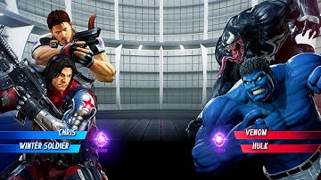 Chris & Winter Soldier vs Venom & Blue Hulk (Very Hard) Marvel vs Capcom | 4K UHD Gameplay