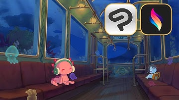 Looping 2D Animation Using Procreate Dreams | Underwater Train