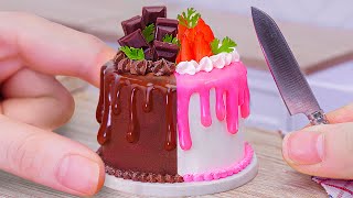 Best Of Miniature Chocolate \& Rainbow Cake Decorating Ideas - Mini Strawberry Cake | Mini Bakery