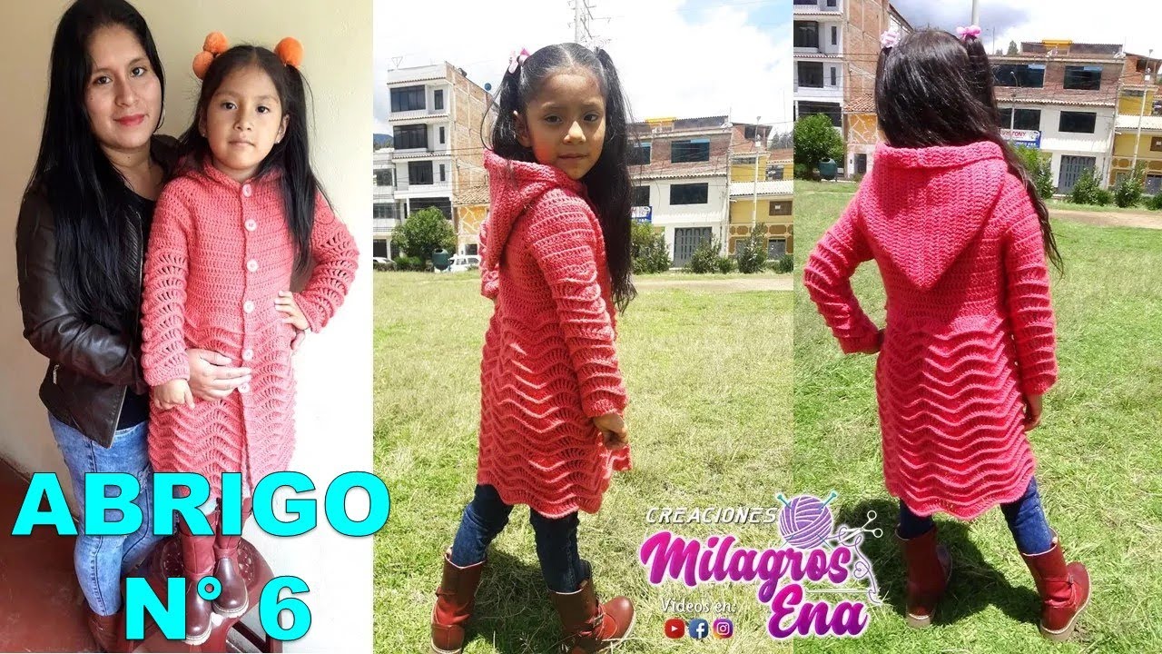 Como tejer el Abrigo N° 6, chompón, saco o suéter largo a crochet para niñas y damas paso a paso