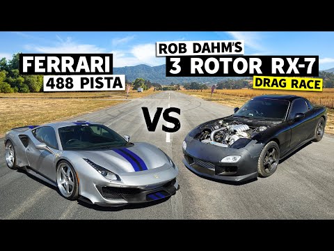 Rob Dahm’s 3 Rotor RX-7 Races a Ferrari 488 Pista, Things Get Sketchy // This vs. That