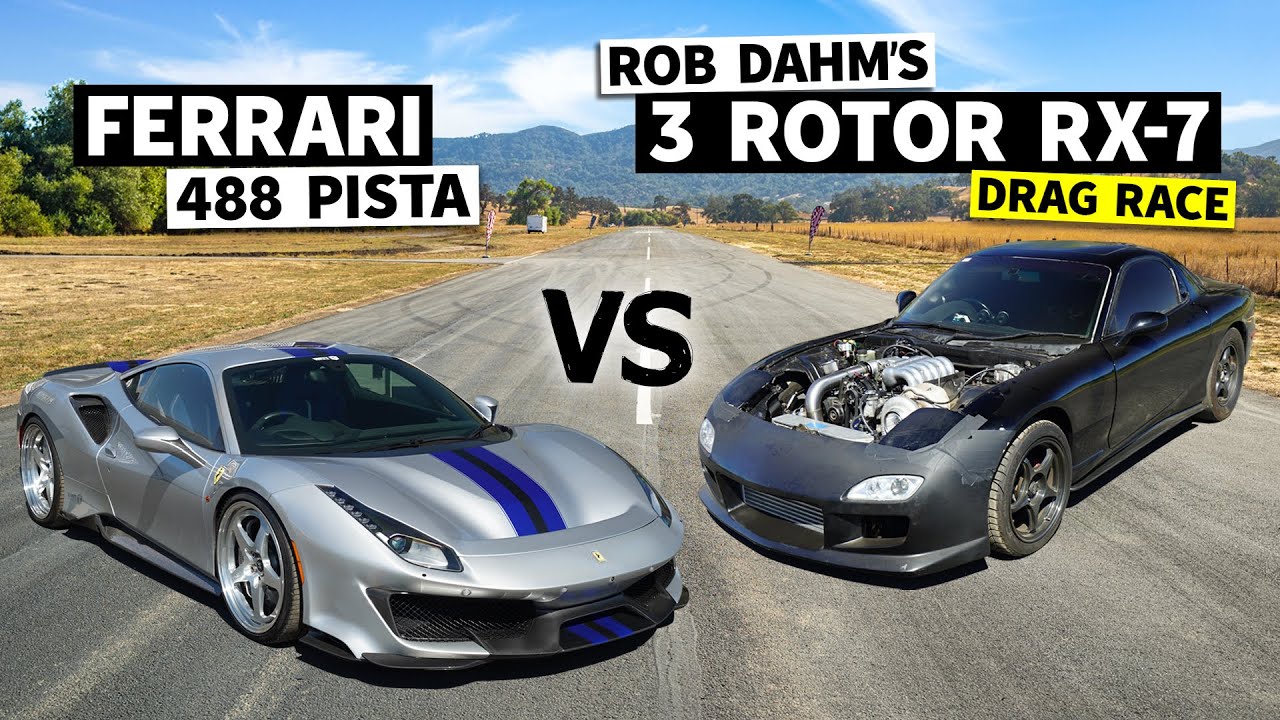 Rob Dahm’s 3 Rotor RX-7 Races a Ferrari 488 Pista, Things Get Sketchy // This vs. That