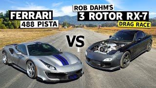Rob Dahm’s 3 Rotor RX-7 Races Ferrari 488 Pista, Things Get Sketchy // THIS vs THAT
