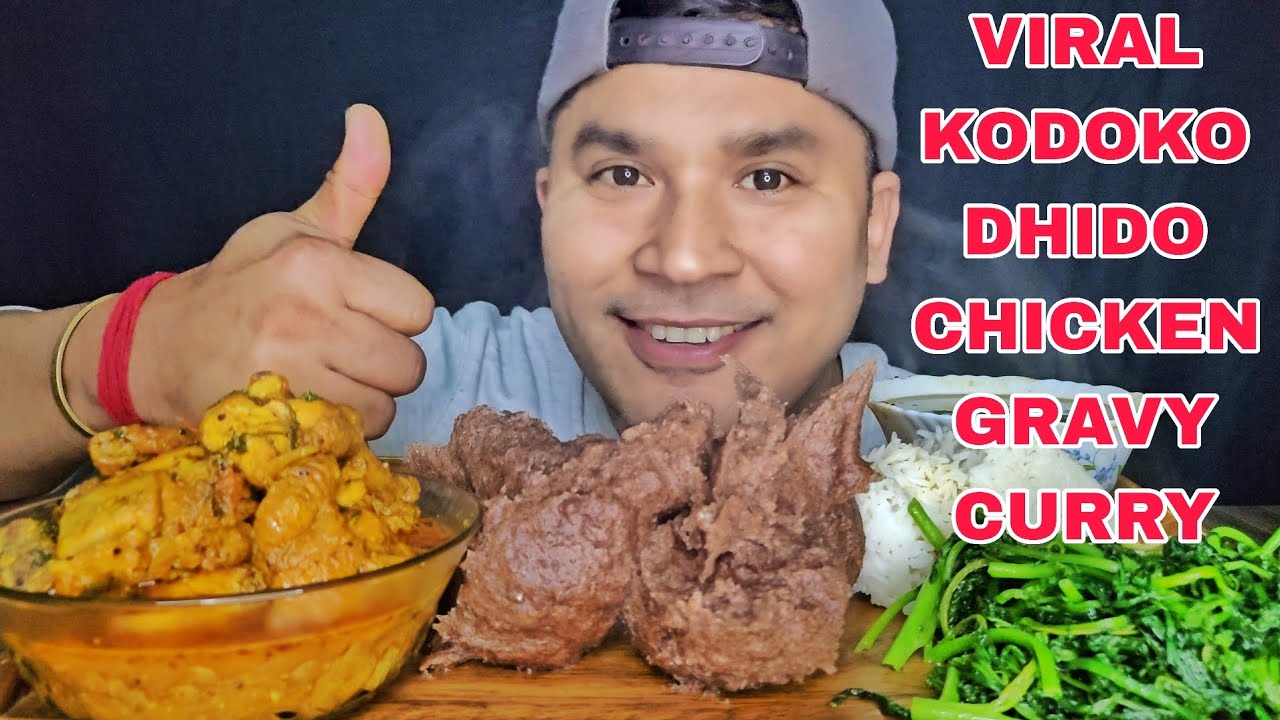 VIRAL Kodoko DHIDO Chicken Gravy Curry Nepali Mukbang | Foodieajaya | Nepali Eating Show 
