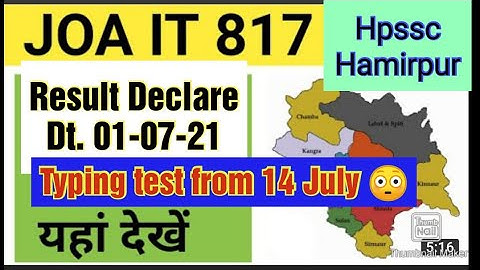 Hpssc JOA Result declared, Post Code 817