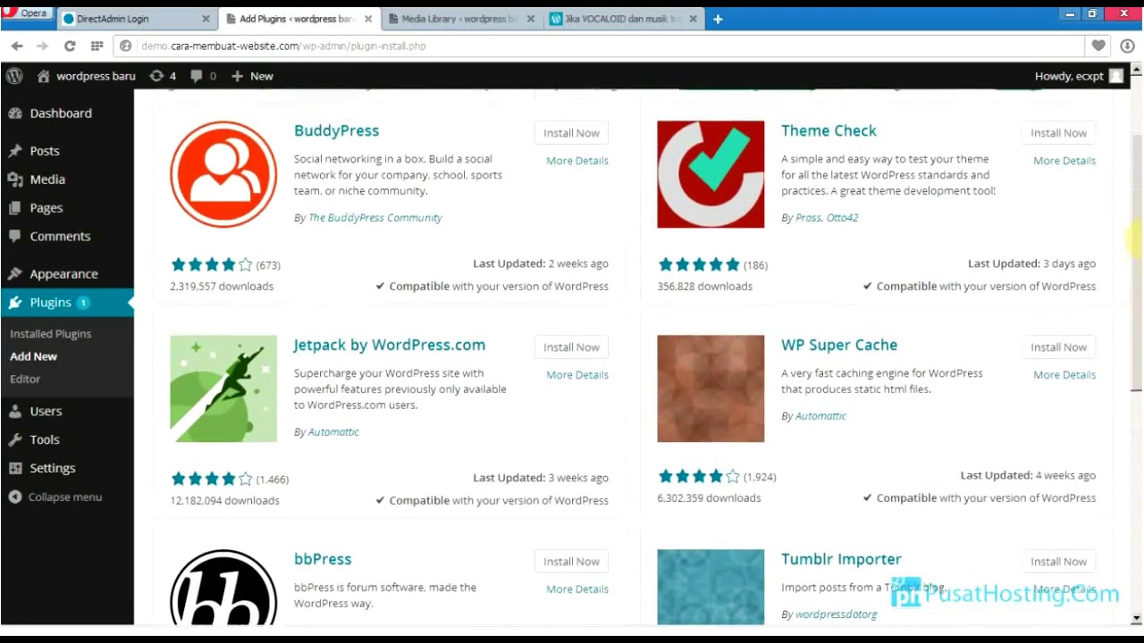 Tutorial cara install plugin di wordpress by SMS - YouTube