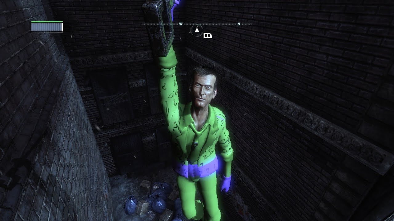 Batman: Arkham City: Playable Riddler with a cane - YouTube