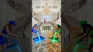 This Double Layered Floor is Incredible 🤯💛🤍 Epoxy Luxury Gold & Silver Rose Floor 😍 #epoxy