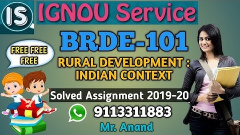 BRDE-101 Solved Assignment|| English Medium||2019-20