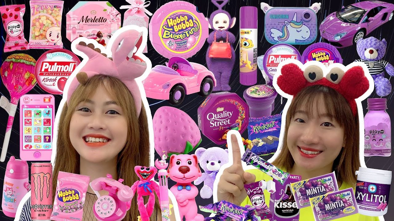 Thử Thách Mua Tất Cả Đồ Màu Hồng & Màu Tím Tại Siêu Thị | Hà Hà Hí Tuyết Tuyết TV