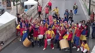 Drumming finish to Clowns Sans Frontieres&#39; La Marche des Nez in Paris on Fri Oct 13 2023