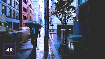 Walking in the RAIN in JAPAN, 3D Rain Sounds with City Ambience to Relax & Study, Binaural Rain ASMR