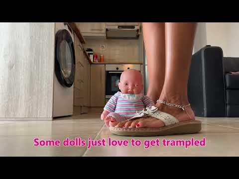 Toy Doll Crush Classic Walkover Wearing Well Worn Leather Thong Flip Flops Part 1