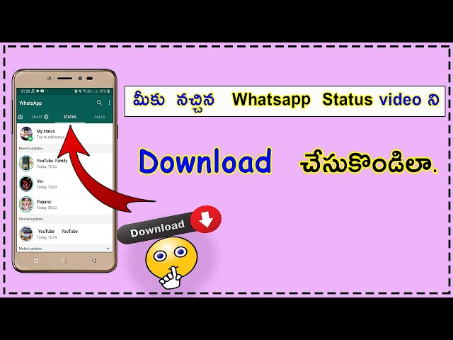 How to download whatsapp status video in telugu | Tech chandra class=