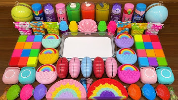 RAINBOW SEASHELL !!! Mixing random into GLOSSY!!!Satisfying  slime Video #319