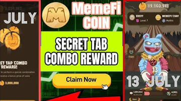 MemFi Coin Daily Secret Combo || Claim 5,000,000 Coins || Level 1_12 || 13 JULY 2024 ||