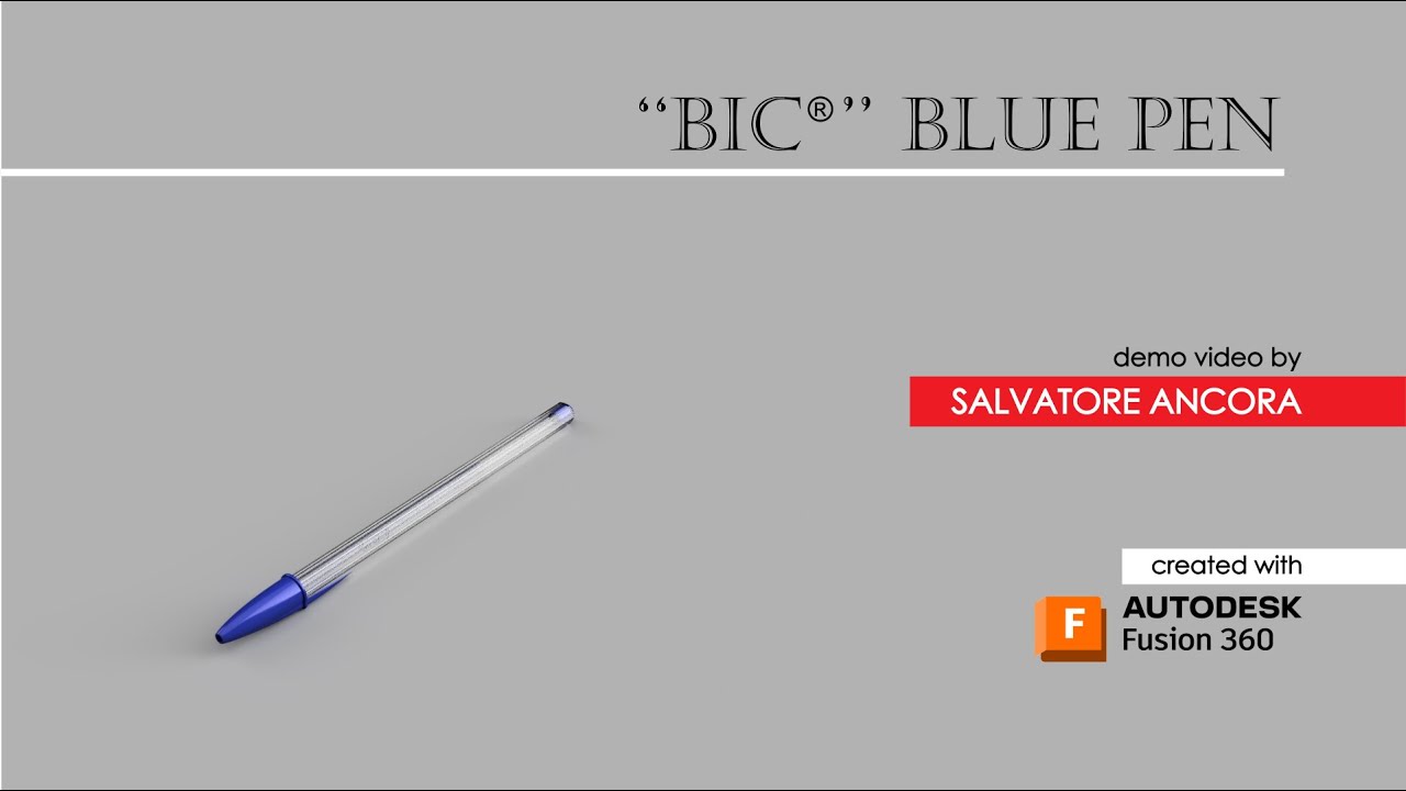 Blue BIC pen 3D modeling - YouTube