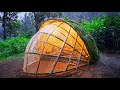 SOLO BUSHCRAFT HEAVY RAIN - BUILD A UNIQUE SHELTER - RELAX AND ENJOY THE SOUNDS OF NATURE