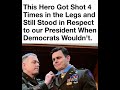 Text describes a wounded soldier standing in respect, highlighting patriotism and service.