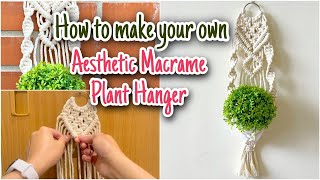 DIY Aesthetic Macrame Pot hanger || Cara membuat makrame gantungan pot aesthetic