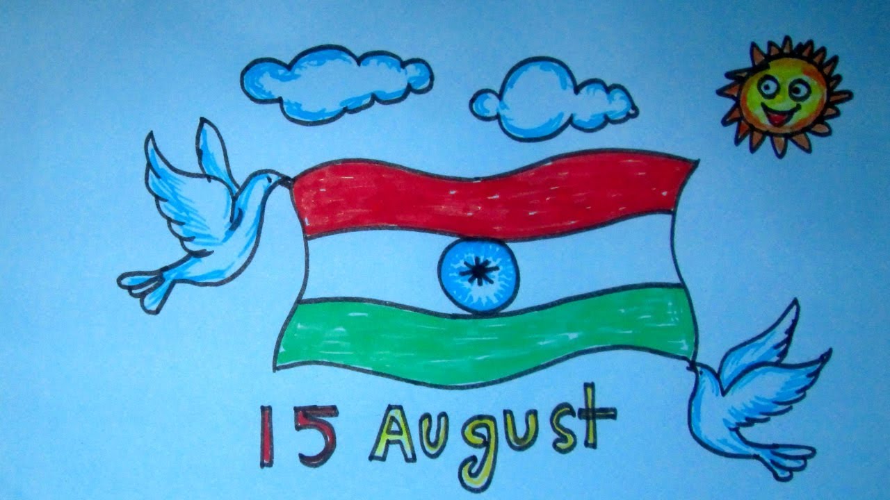 How to Draw Happy Independence Day| Flag and Pigeon Drawing| 15 August ...