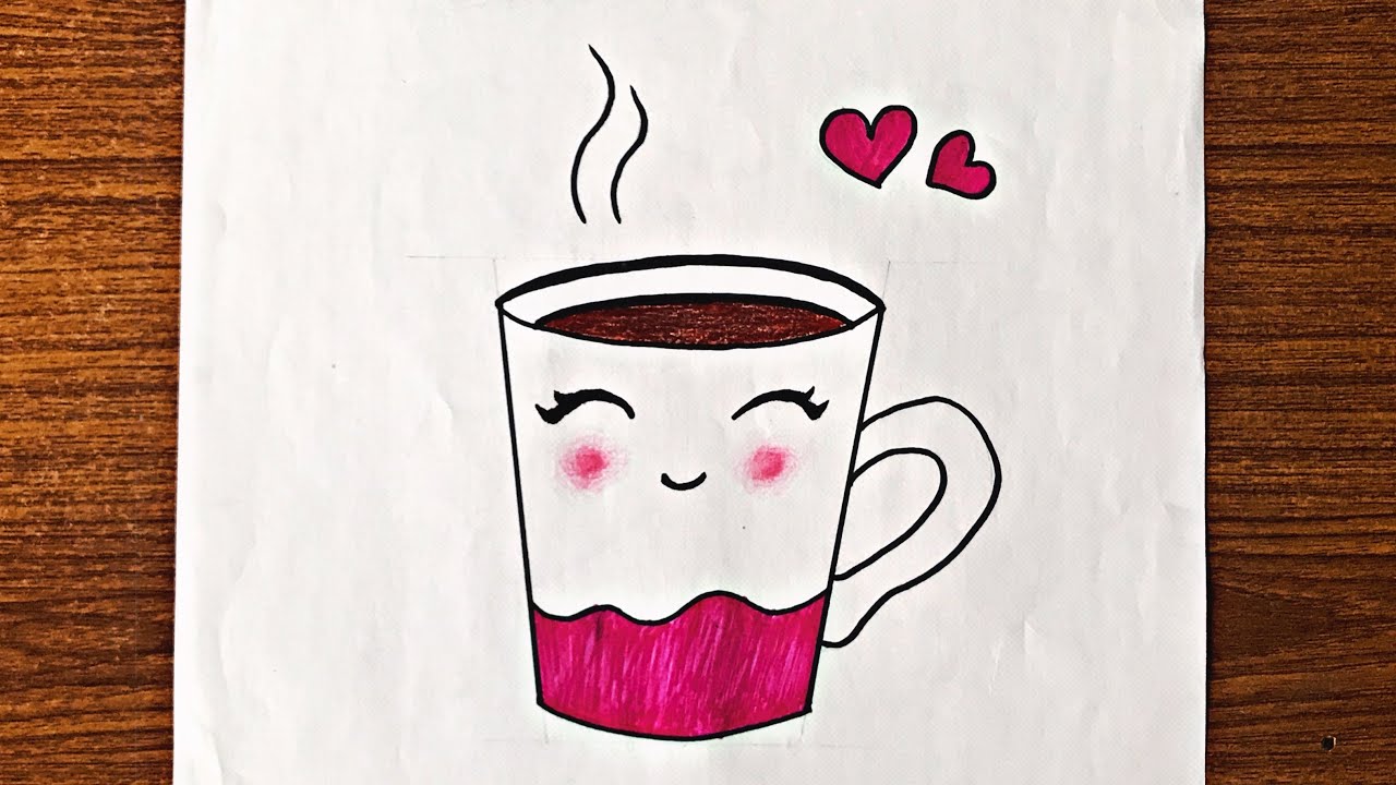 How to draw a cute coffee cup Easy drawing ideas for beginners