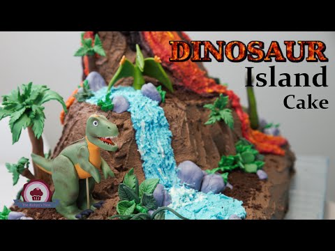 Dinosaur Cake Tutorial - Volcano Island