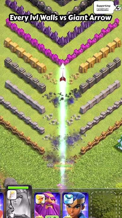Every Lvl Walls Verses Giant Arrow (Clash of Clans) | #shorts #clashofclans