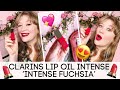 Clarins Comfort Lip Oil Intense Colour Try On | Shade 'Intense Fuchsia'