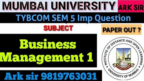 BUSINESS MANAGEMENT 1|2025 TYBCOM Sem5| Syllabus Imp QUESTION| MUMBAI UNIVERSITY Exam IARK sir