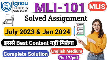 Mli-101 Solved assignment 2023-24 || IGNOU Mli 101 solved Assignment July 2023-24 session || MLIS