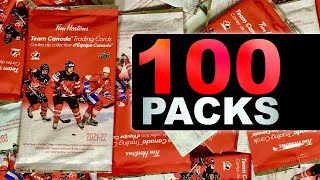 Opening 100 Packs of 2021-22 Upper Deck Tim Hortons Team Canada Hockey Trading Cards