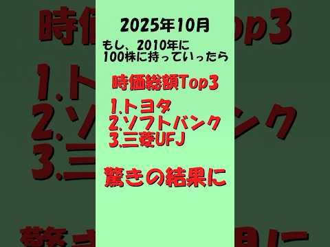 株価は何倍？2010年→2025年 トヨタ/ソフトバンク/三菱UFJを100株持っていたら