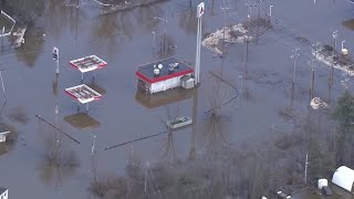 Aerial video shows extensive flooding in Plymouth, New Hampshire